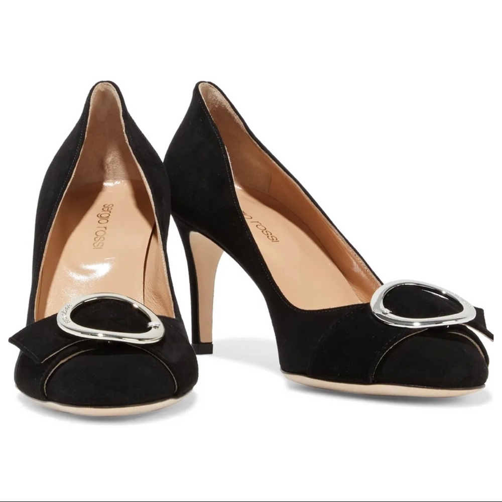 Sergio Rossi Madame Buckle-Embellished Suede Pumps